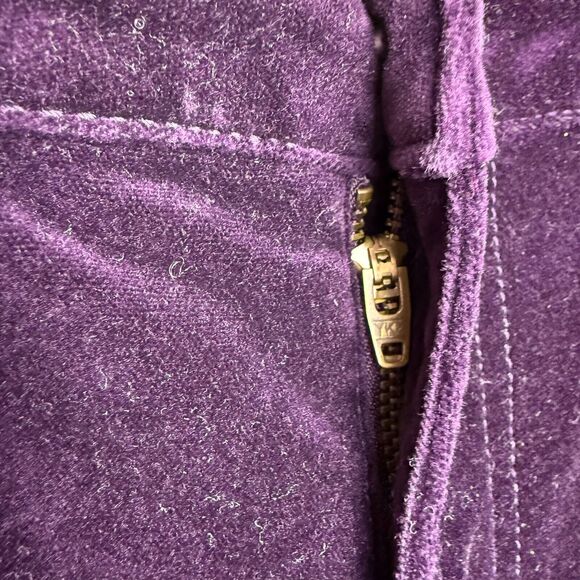 Lands End Velour Pants Womens 10 Purple Mid Rise Slim Preppy Mid-Rise Stretch - Picture 4 of 10